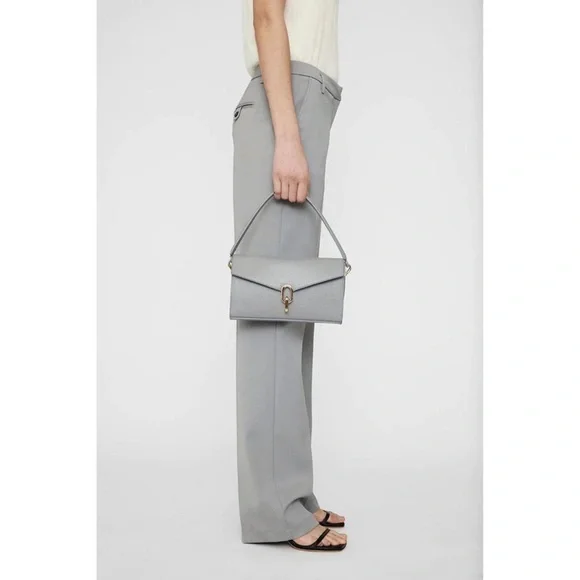 NEW ANINE BING colette bag in grey saffiano - Picture 2 of 12